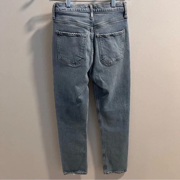 Agolde Riley High Rise Straight Crop Button Fly Jeans in Shiver Size 24 - Picture 6 of 10